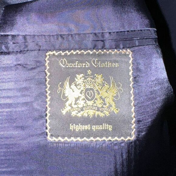 Navy Oxxford Clothes Bespoke 3 Roll 2 Suit Jacket Size 46R - Picture 2 of 11